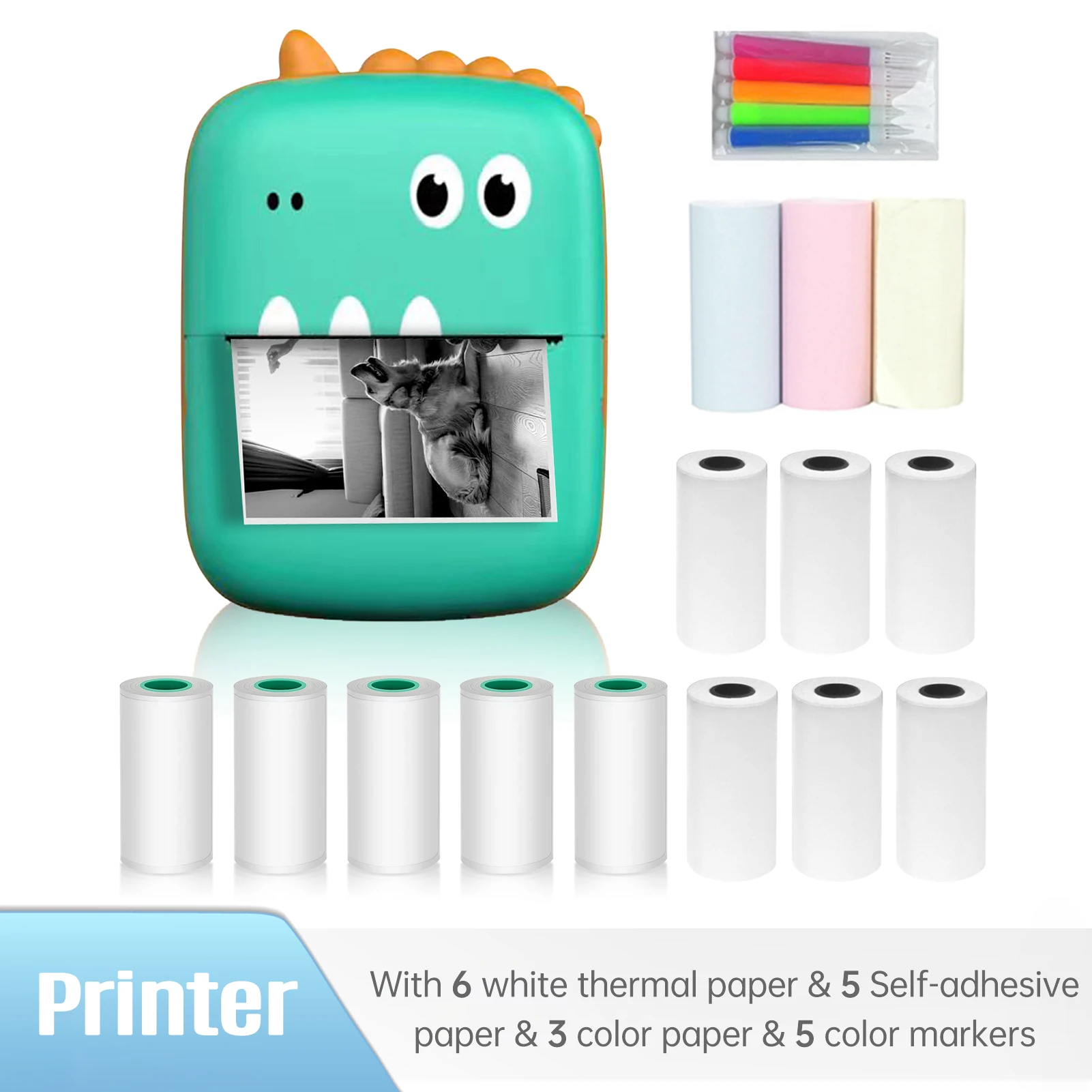 A8 Thermal Printer Multifunction Portable Sticker Maker Instant Photo Inkless Printing Support BT for Smartphone iOS Android