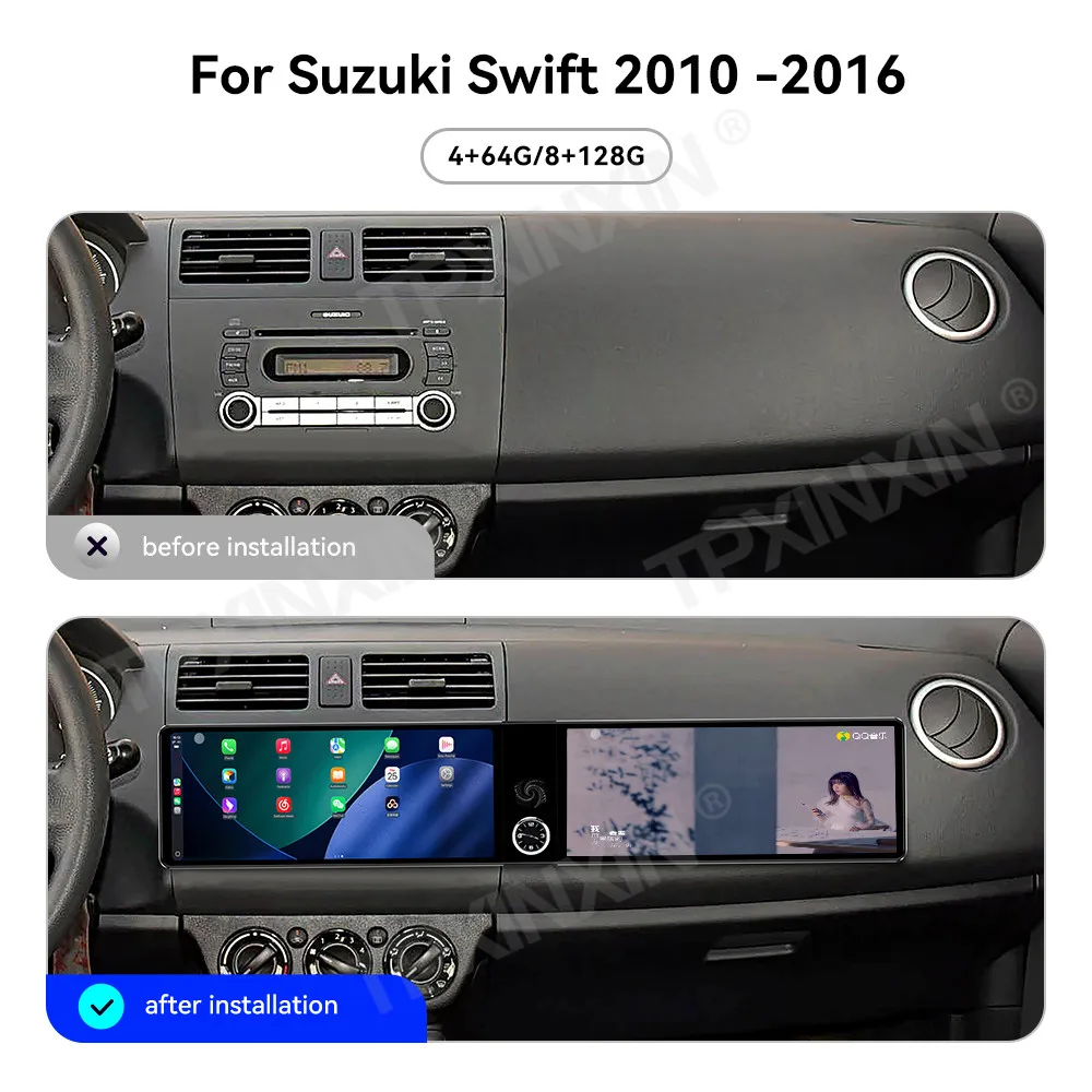 

Автомобильный радиоприемник CarPlay HD-экран для Suzuki Swift 2010-2016, двойной 12,3-дюймовый Android 13, GPS-навигатор, мультимедийный плеер, головное устройство, авто