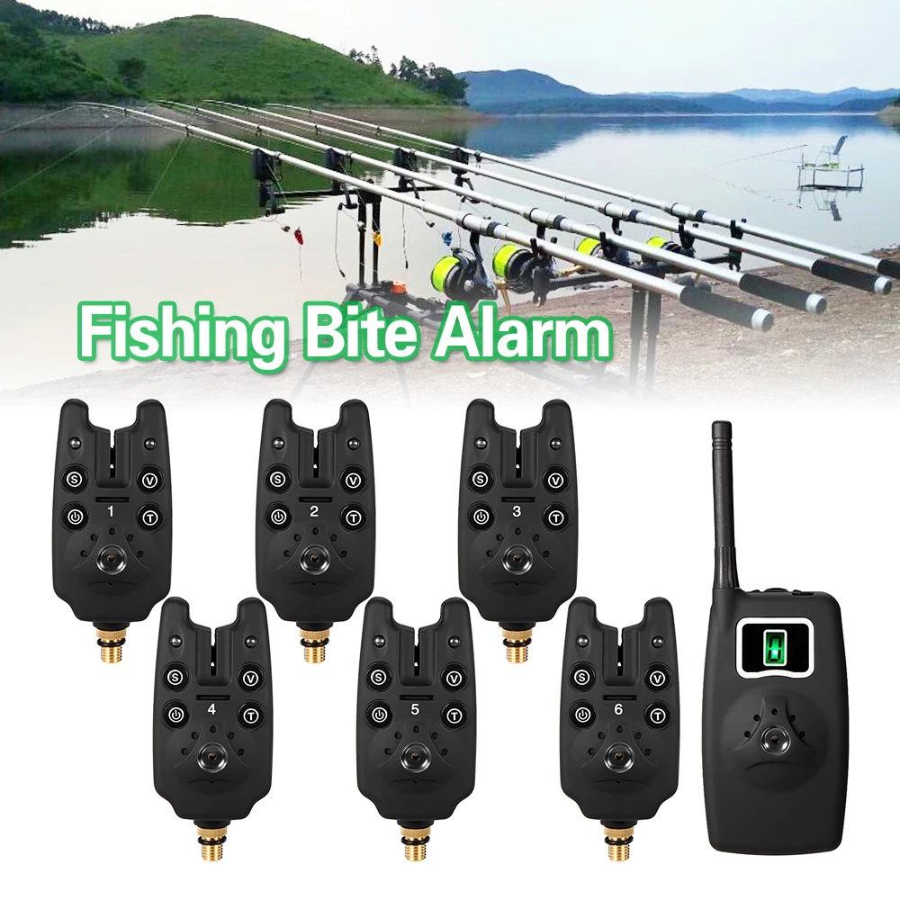 Lixada Wireless LED Fishing Bite Alarms Set Waterproof Digital Fishing Alarm Kit Indicator Alert Bell Receiver Set With case