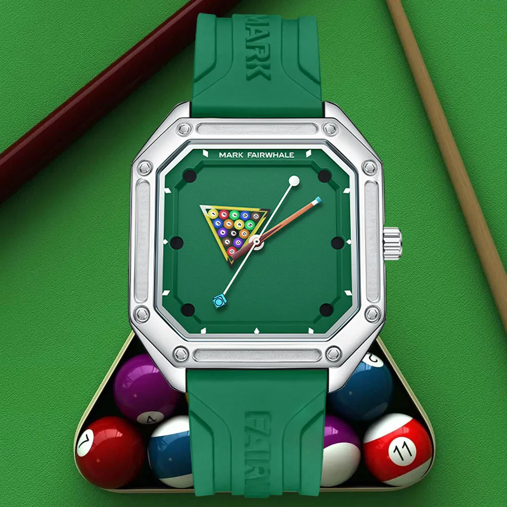 Mark Fairwhale New Men Quartz Watch Billiards Style Dial Fashion Watch Luminous Hand Square Waterproof Men Wristwatch 2025