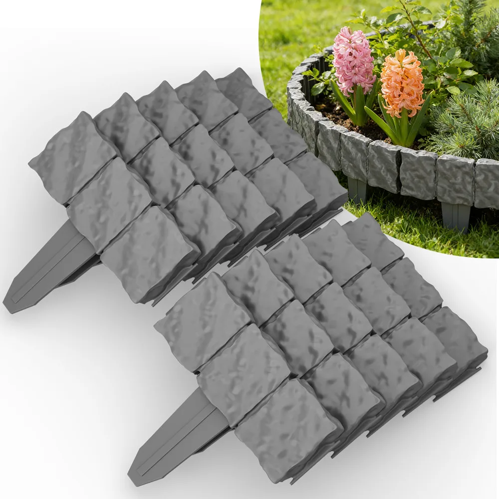 10-60x Garden Edging Border Lawn Edging Cobbled Stone Effect Plant Hammer In UK