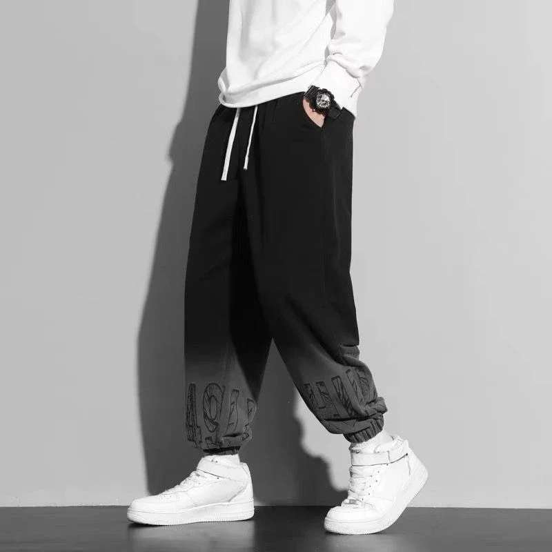 Sweatpants For Men Cropped Trousers Man Sports Pants Summer Black Thin Hip-hop Y2k Baggy Joker Slacks Long Harajuku Sweatshirt