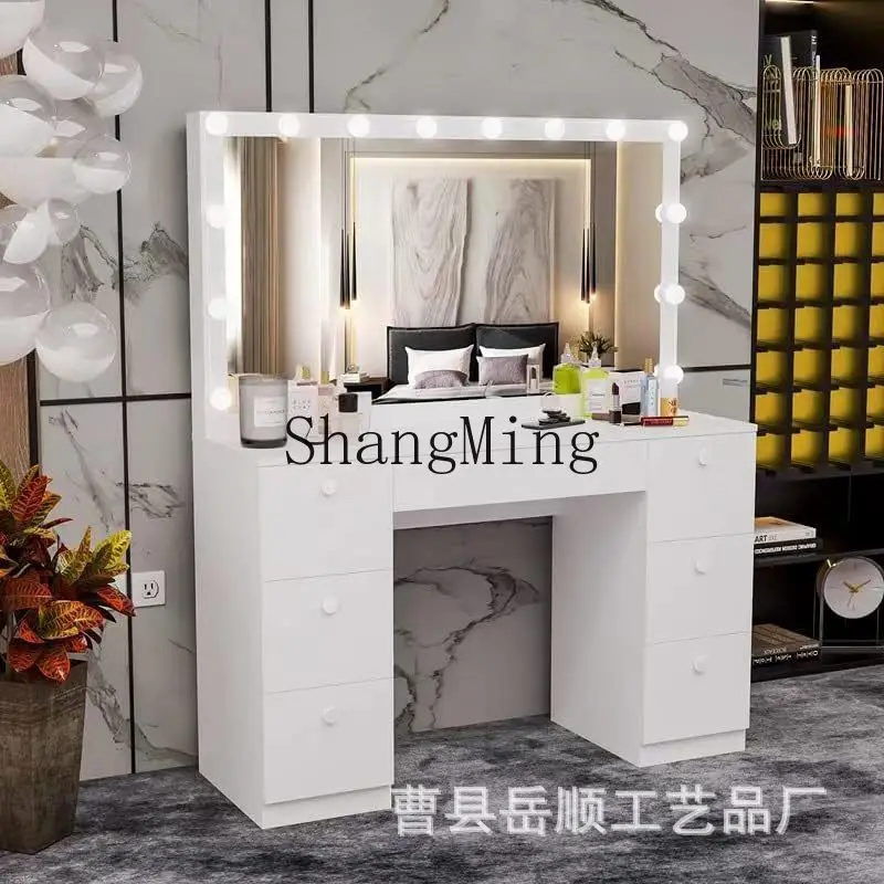 

CL Luxury Makeup Vanity Table Simple Small Style Room Makeup Table with Mirror Storage Lightweight Makeup Storage Desk Organizer