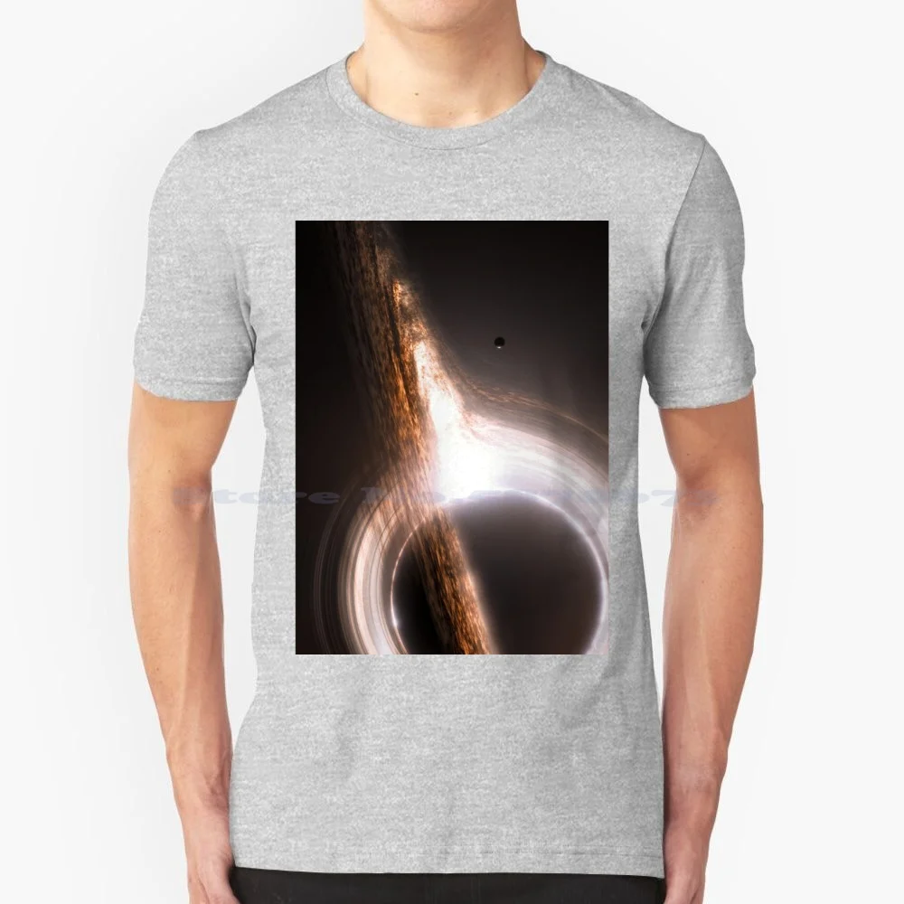 Interstellar Gargantua Black Hole T Shirt 100% Cotton Tee Interstellar Nolan Christopher Black Hole Event Horizon Cosmos