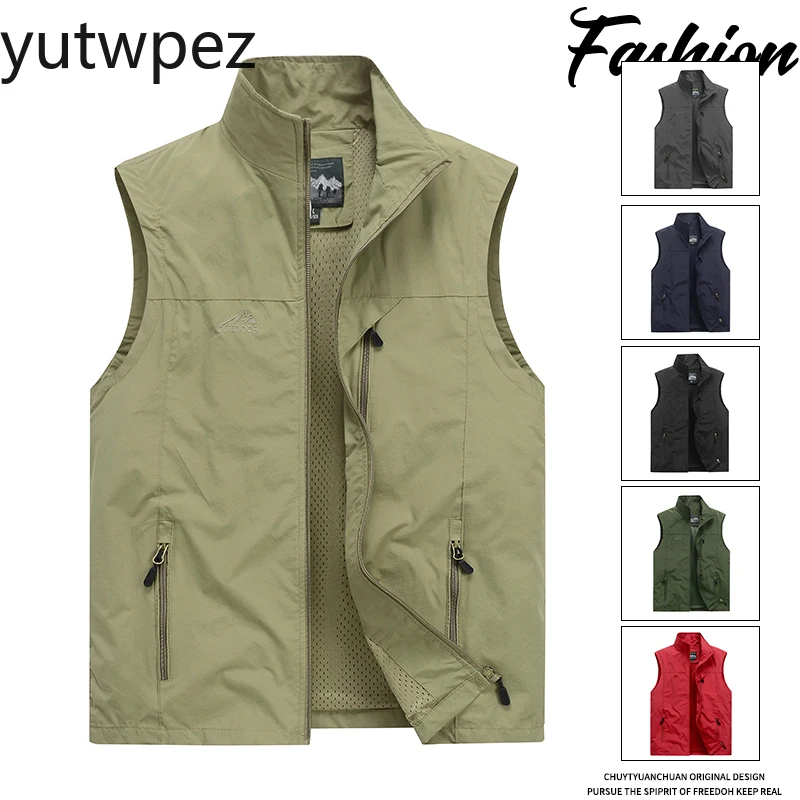 

UPF50+ Sleeveless Jacket Men's Outdoor Sun Protection Utility Vest Fishing Vest Lightweight Plus Size Workwear Tops Cargo Vest