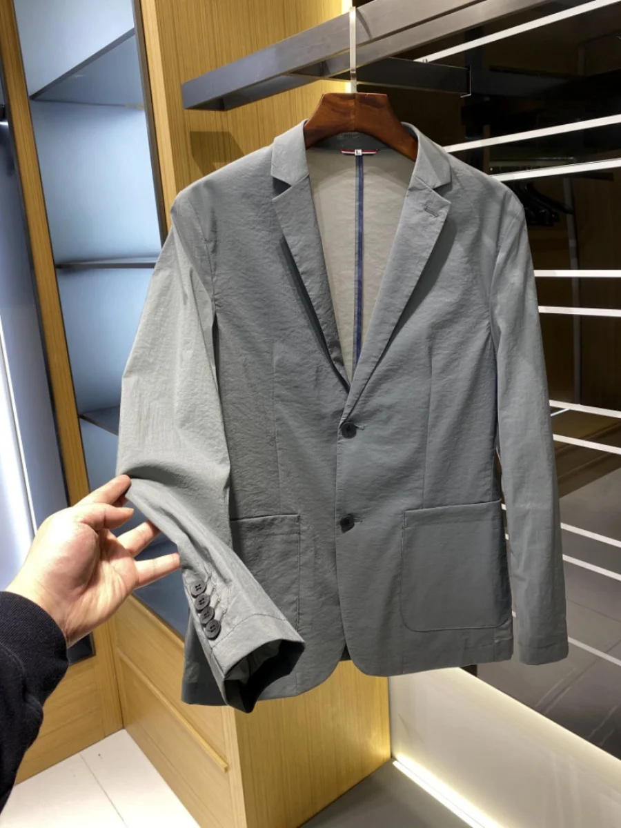 Pesado nuevo Primavera Verano hombres Casual viajero traje fino Jaet ligero Busin Casual Sle Stand Fit cuello plano