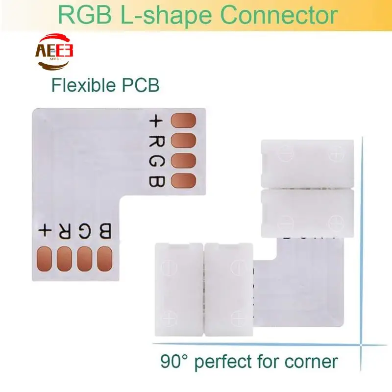 AEE3-LED Strip Connector Kit For 5050 10Mm 4Pin RGB LED Strip,2 Way Splitter,DIY Accessories For RGB LED Strip Connection