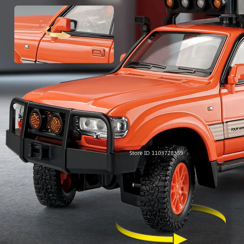1:24 ランドクルーザー LC80 モデルカー 合金ダイキャスト オフロード車 サウンドライト 6ドア開閉 プルバック式 RAV4 子供向けギフト