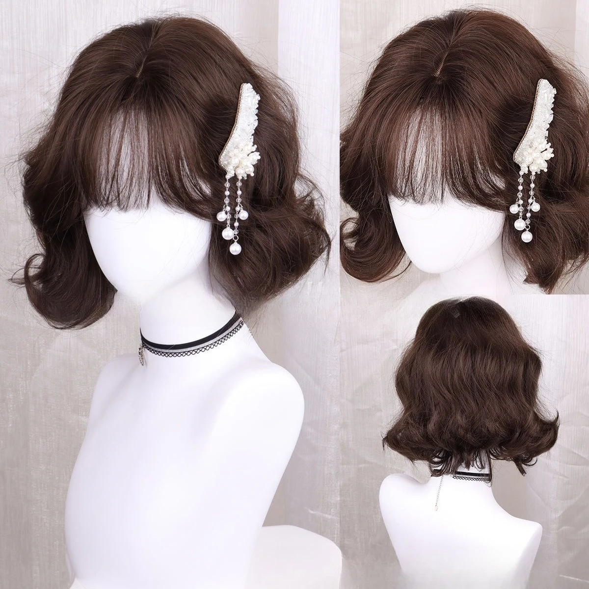 

Anime cute short curly hair age reduction Qi bangs simulation wig styling dress up Lolita