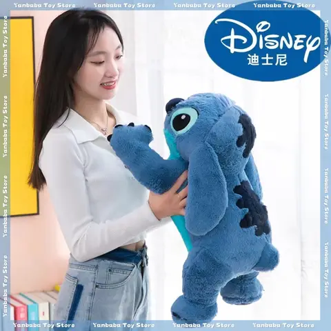 Lilo & stitch 봉제 인형 장난감, 귀여운 봉제 인형, 부드러운 베개, 기울어진 자세, 파란색, 귀여운 선물, 인기 판매 디즈니, 45 cm, 60 cm, 80cm