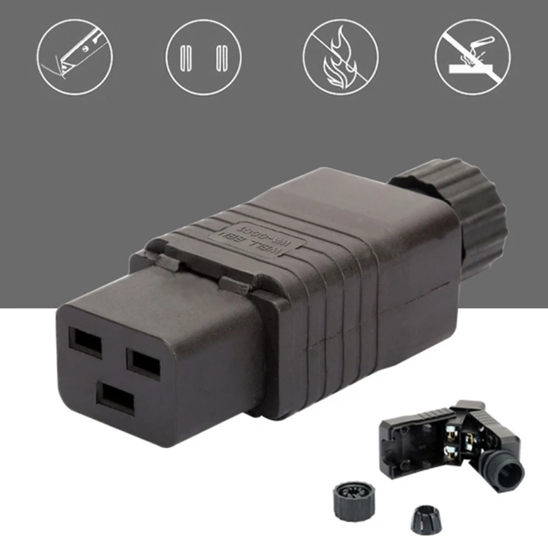 IEC PDU UPS 16A 250VAC 320 C 19 plug, IEC C19 DIY plug, conector IEC conector IEC 320 C19 C19 Plugue femea Conect