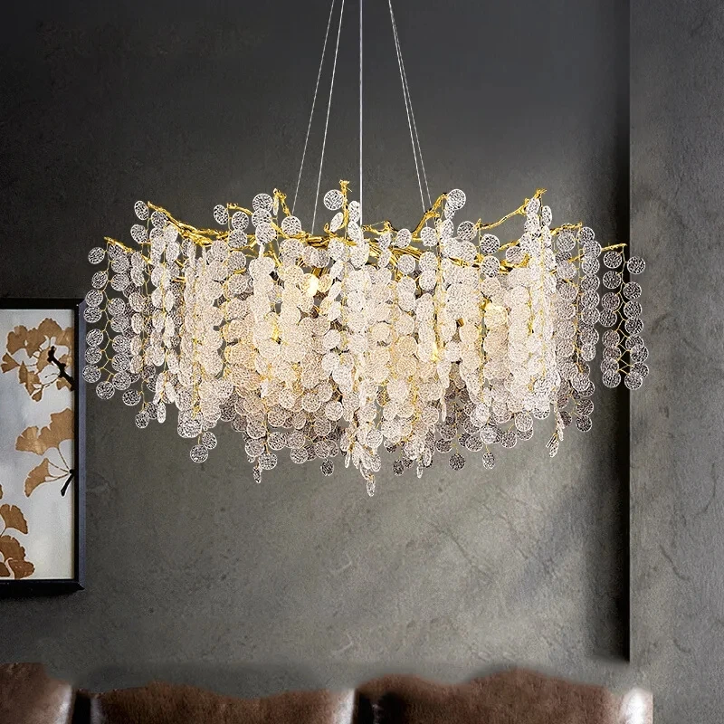 Lustre suspendu en cristal à LED, lampe de présentation de chambre à coucher pour salle à manger, haut de gamme, restaurant européen et français, suspension moderne, K9