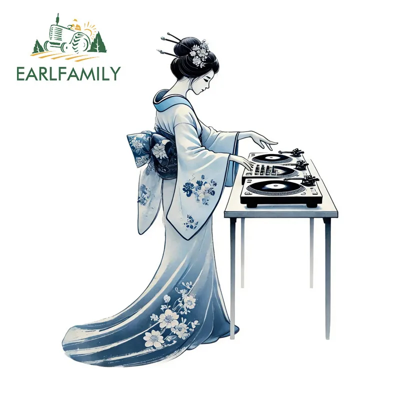 EARLFAMILY Kimono Beauty Car Stickers Motorcycle Rear Windshield Suitcase Decal Occlusion Scratch Waterproof Car Door Protector