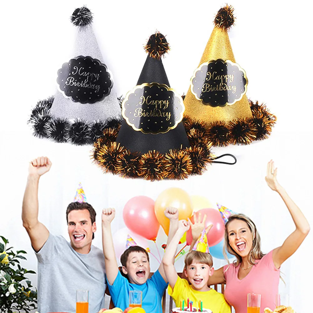 

3 Pcs Birthday Hat Fun Hats Kid Party Hairball Paper Adult for Adults and Children