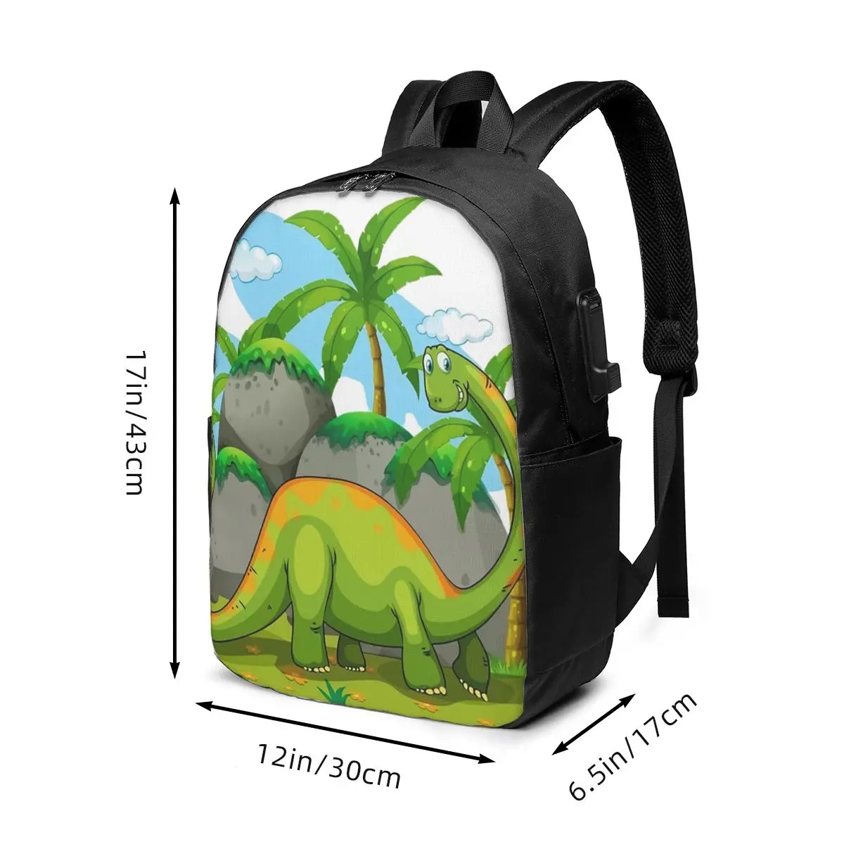 Cartoon Dinosaur World Scenery Backpack Travel Notebook Bag Computer College Student School Bag Laptop Shoulder Bags Men Women