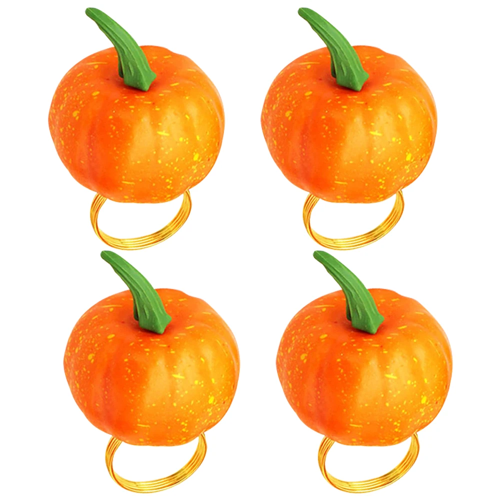 

4pcs Pumpkin Buckles Foam Rings Elegant Halloween Party Supplies Bright Color Table Halloween Napkin Rings Adornments