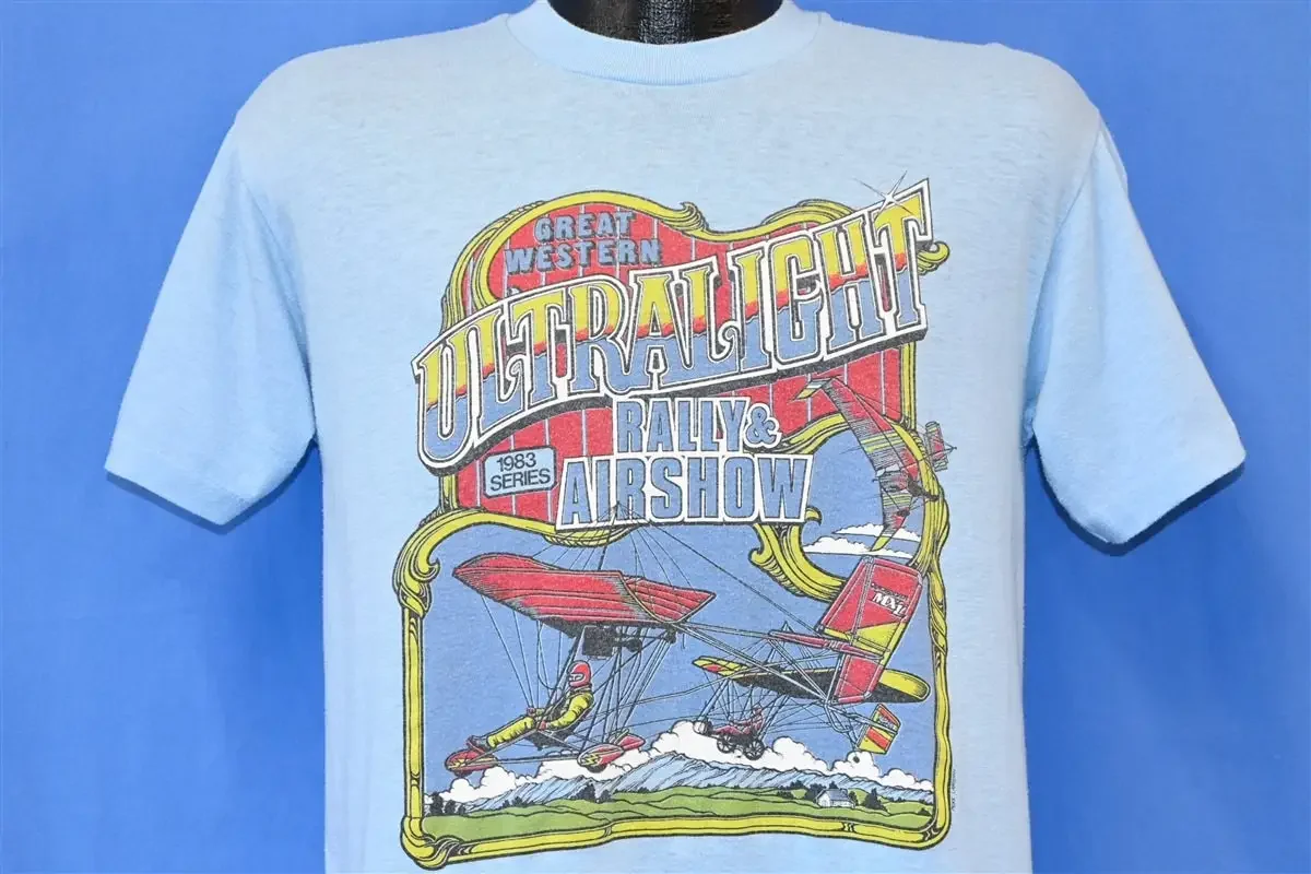 80s Ultralight Rally Airshow Great Western 1983 Flying Souvenir T Shirt Medium