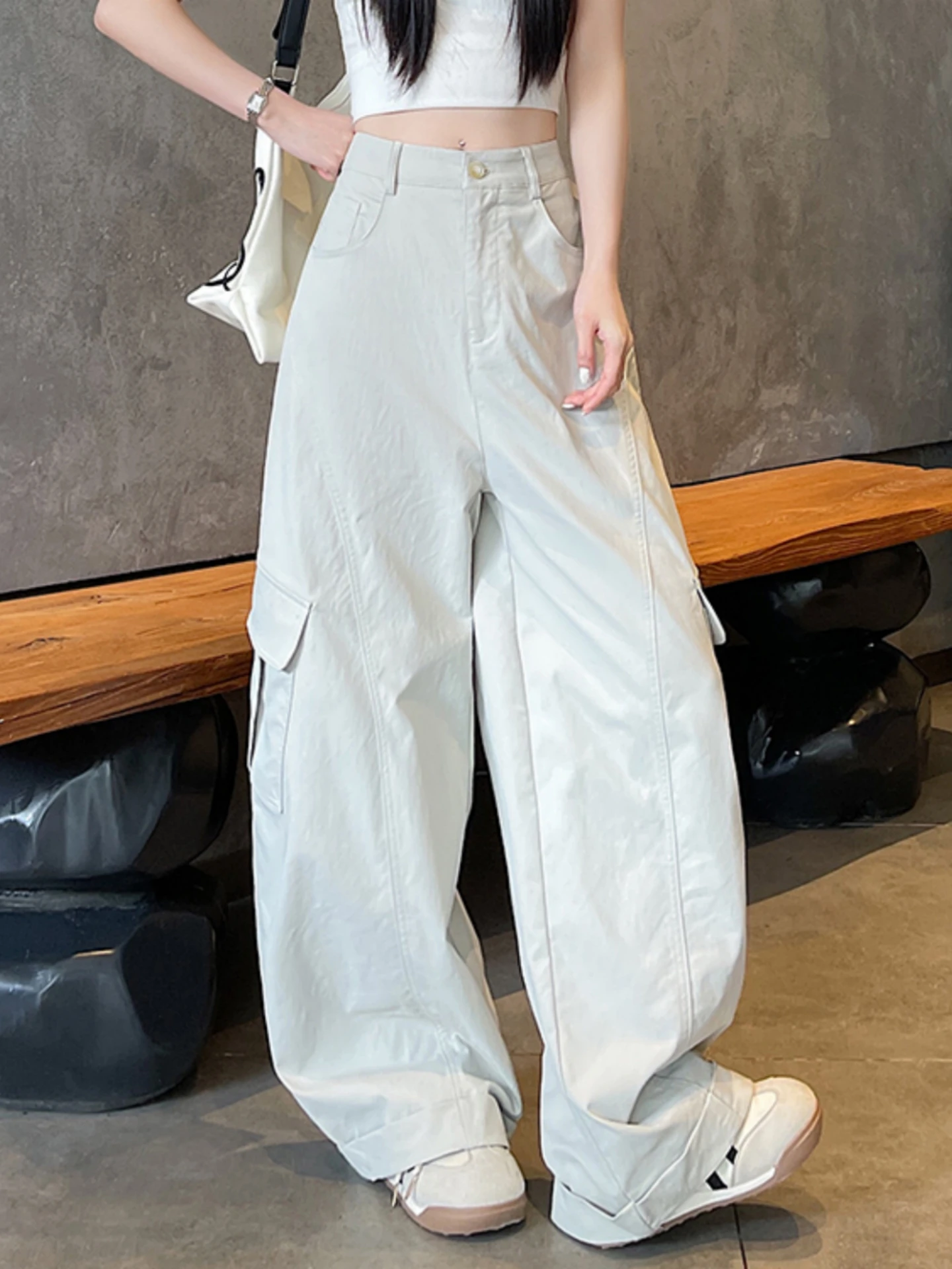 High Waist Wide Leg Casual Pants Women's Workwear Style Loose Fit Trousers Korean Version Straight Tube Pants Summer