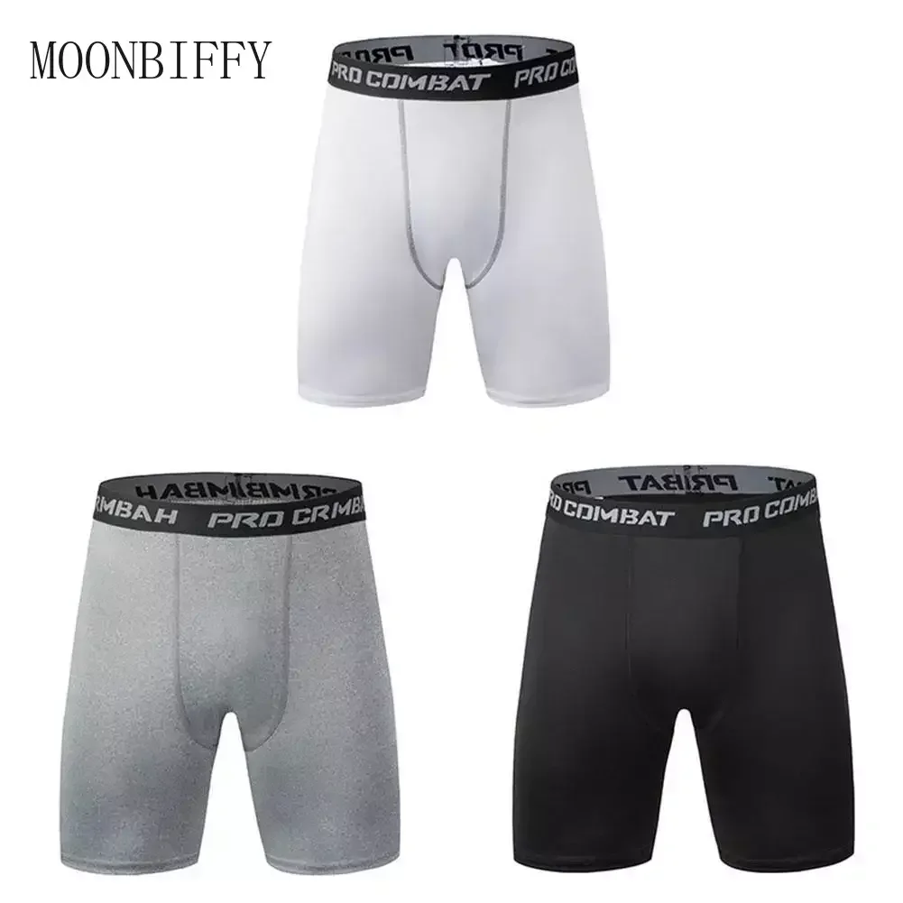 New Male Fitness Quick-Drying Tight Shorts Elastic Compression Leggings Training Pants Men Running Shorts Comfort Black Gray