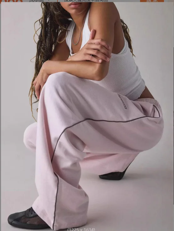2026 summer wide leg sports pants, loose fit straight leg casual pants, comfortable Striped Wide Leg Sports Pants For Women