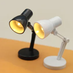 1pcdollhouse miniaturowe składane lampa stołowa LED Model meble lampka na biurko małe lampa do czytania sypialnia ciepłe przyciągające wzrok latarnia