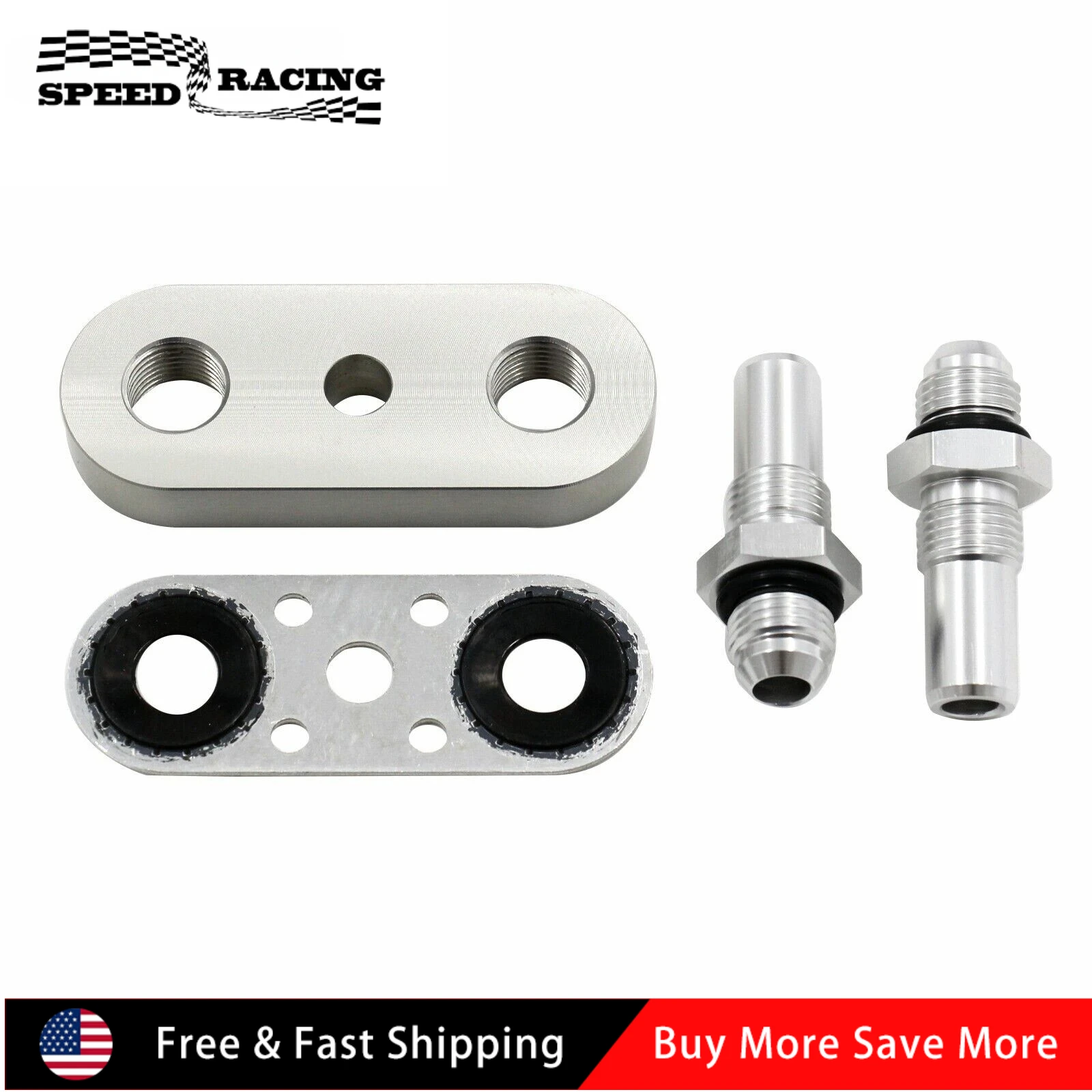 

551121-6AN Transmission Cooler Line Adapter Plate with 6AN Fittings Seal For 6L80E 6L90E 8L90E EM-1039