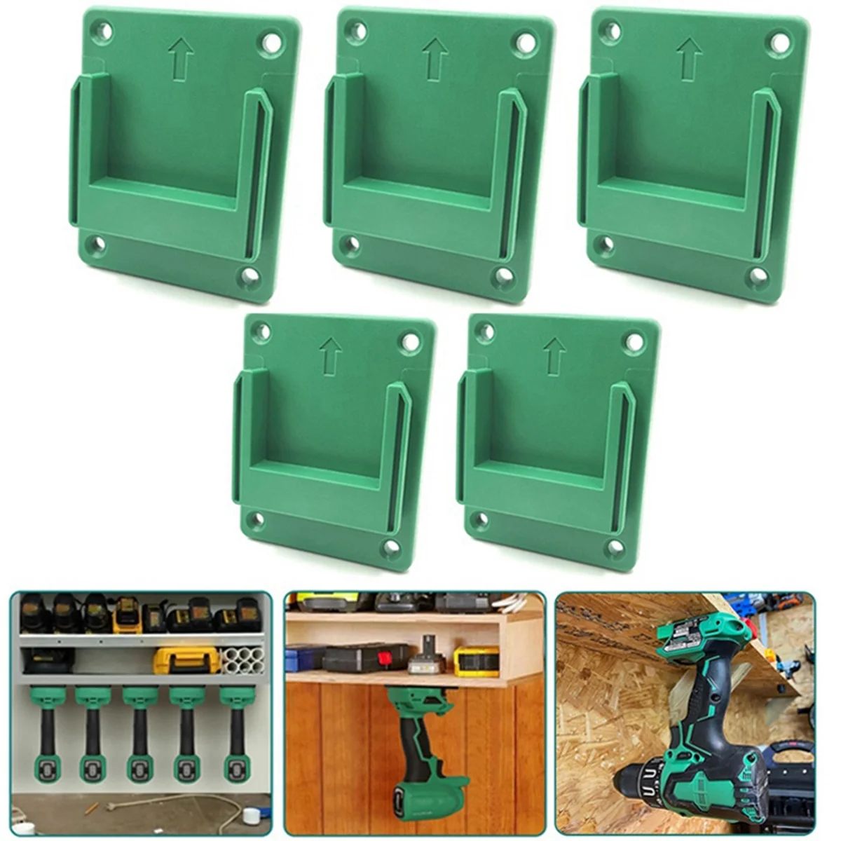 10Pcs Wall Mount Power Tool Holder Bracket for Hitachi/for Hikoki/for Metabo 18V Li-Ion Battery Machine Storage Rack