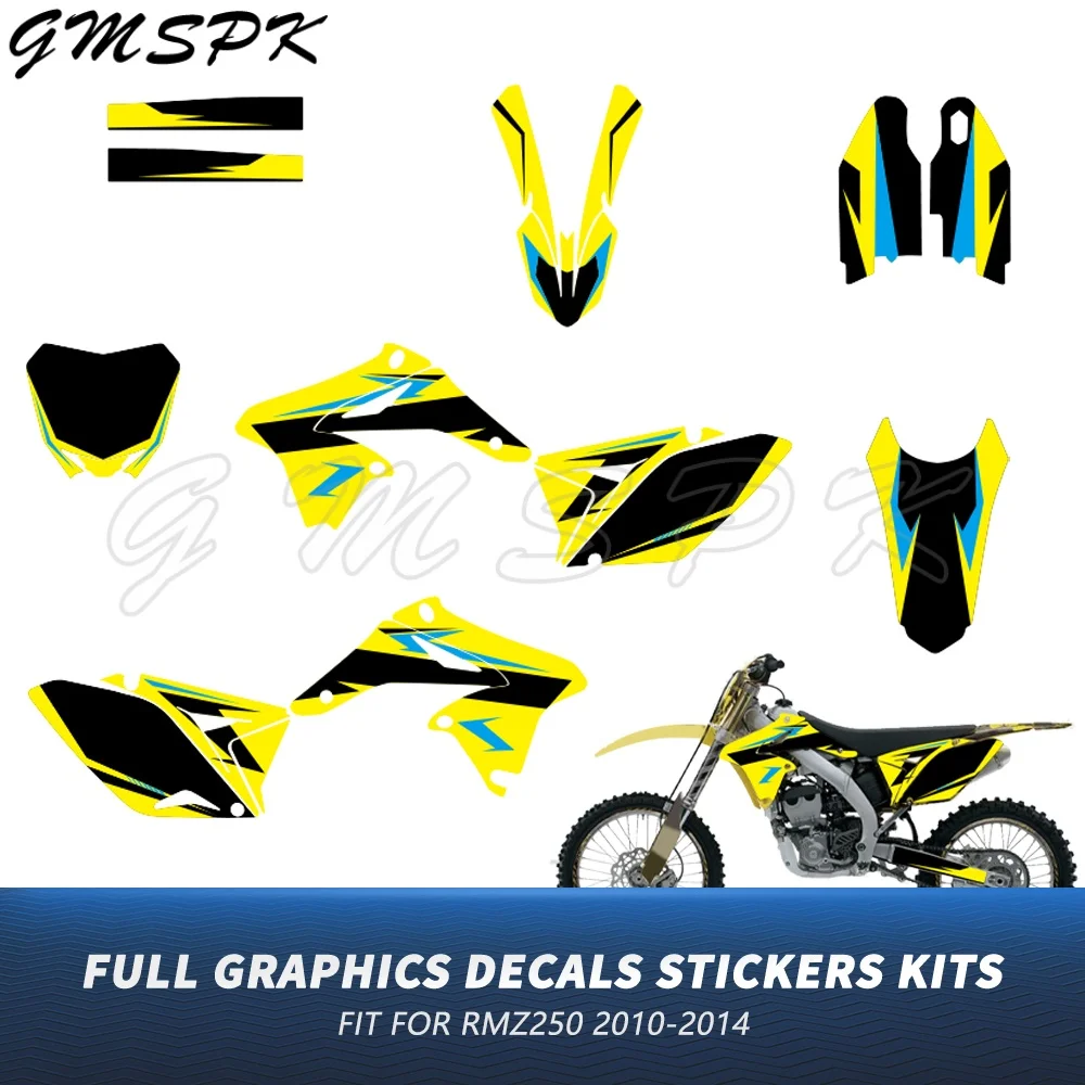 Full Fairing Motorcycle Graphics Decals Stickers Kit Fit for SUZUKI RMZ250 RM-Z250 RM-Z RMZ 250 2010-2018 2017 2016 2015 2014