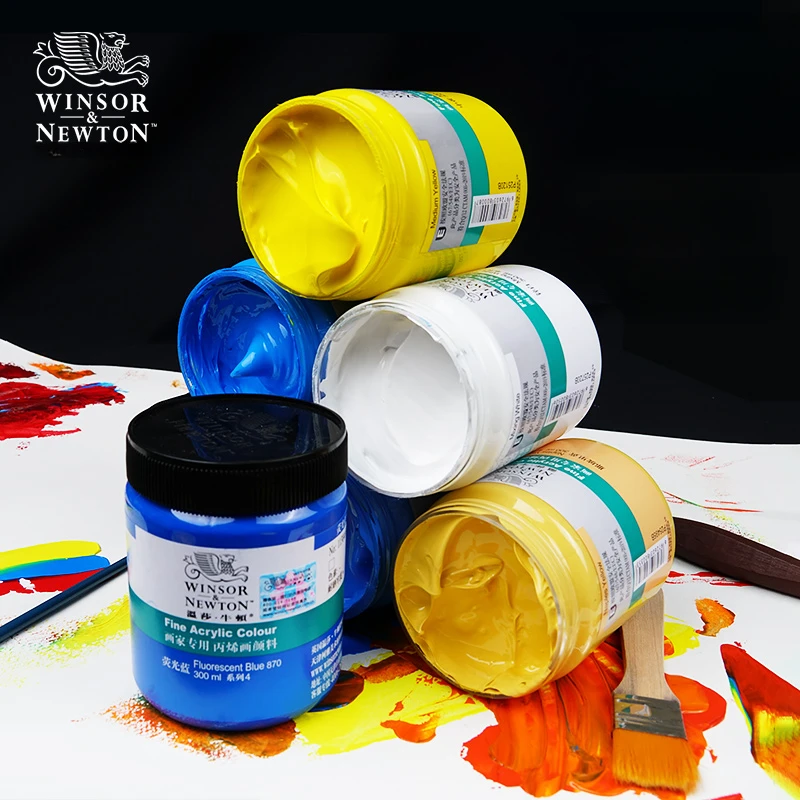 

WINSOR & NEWTON акриловая краска 300 мл/бутылка водостойкий солнцезащитный крем не выцветает настенная живопись ручная роспись текстиль студенческий художник