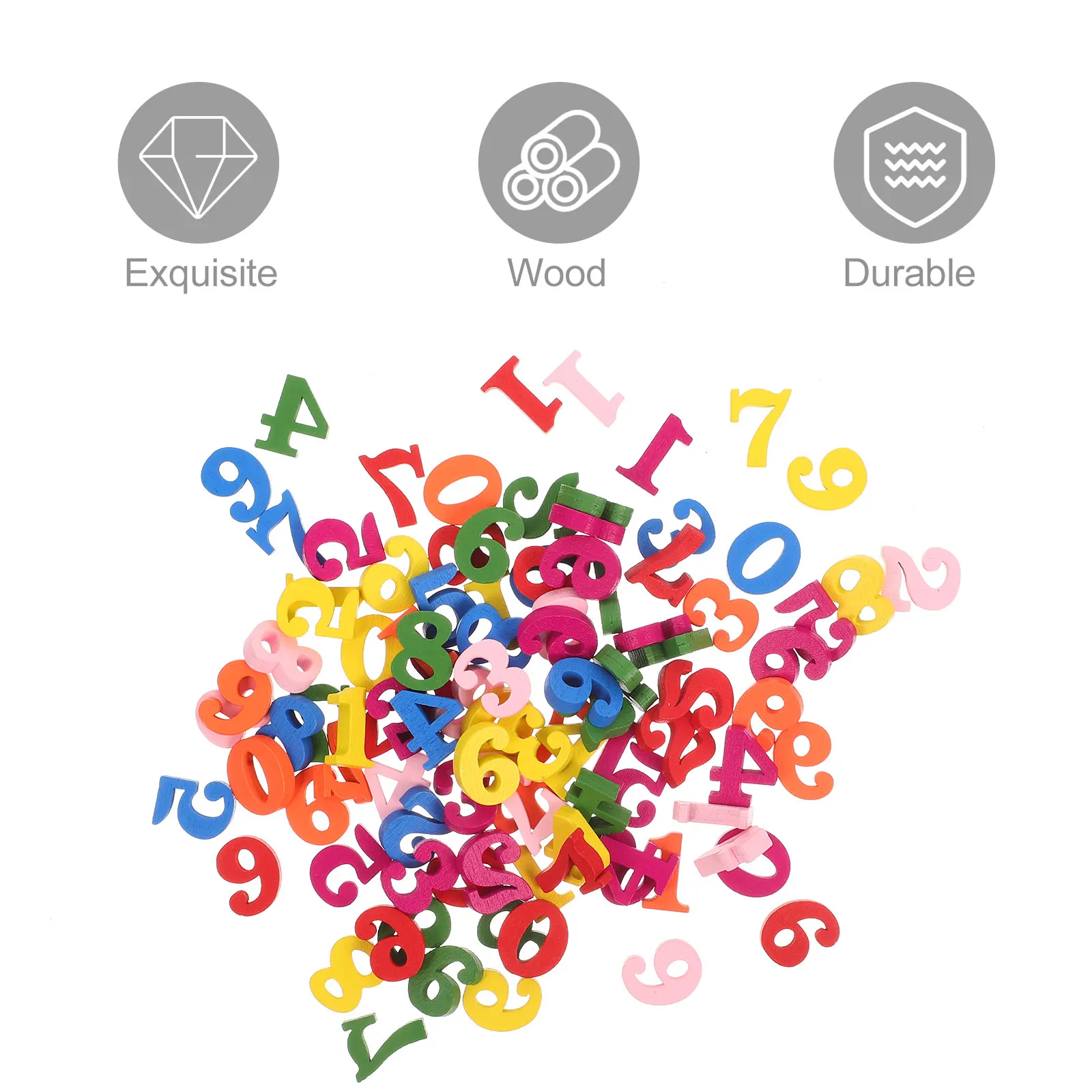 

200 Pcs Wooden Numbers Kids Plaything Educational Toy Cognitive Blocks Colorful Toys