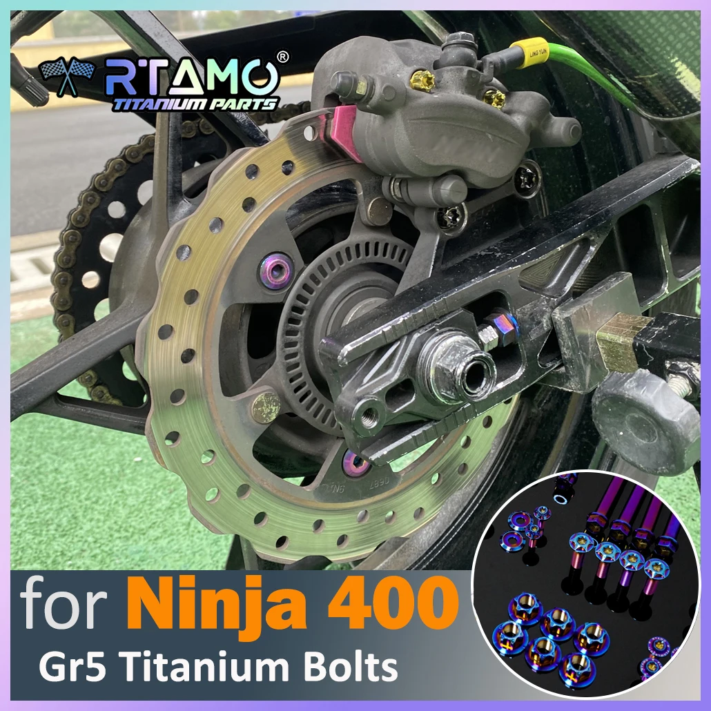 RTAMO Gr5 Titanium Blot Nut Swingarm Cover Pipe Bolt Rear Caliper Brake Disc Screw Sprocket Nut for Kawasaki Ninja400