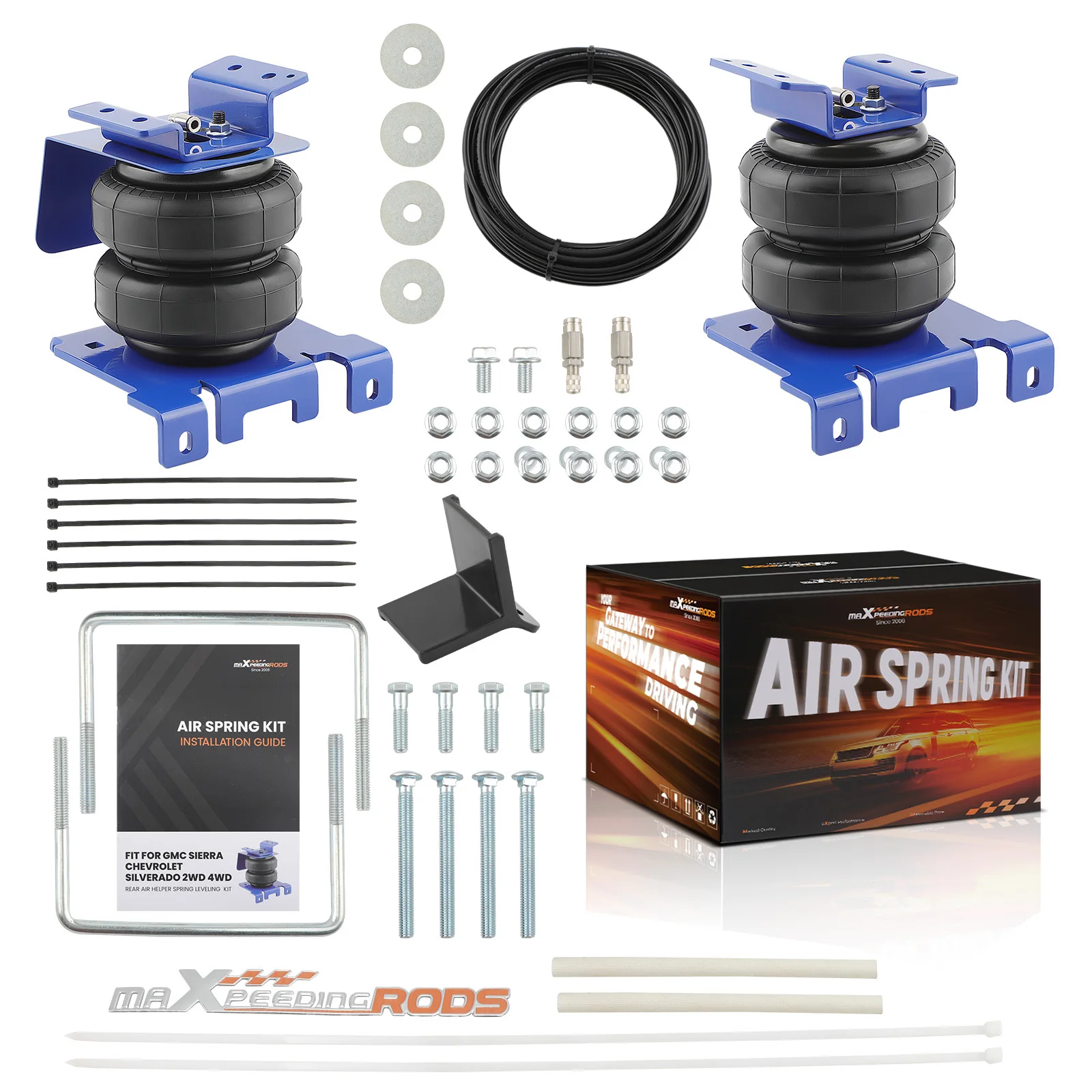 sales New Air Spring Helper Suspension Bag Kit for Silverado Sierra 2500HD 3500HD 2WD 4WD 2001-2010 up to 5000 LBS