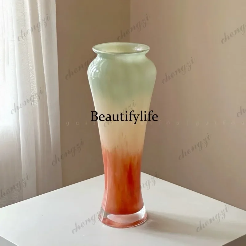 D80 high vase design flower Song-style aesthetics living room flower arrangement high-end light luxury ornament