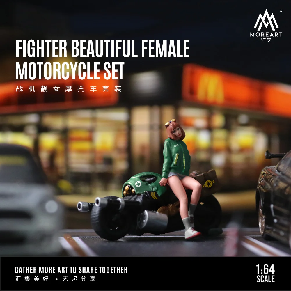 More Art 1:64 Fighter Beautiful Female Motorcycle SET Display & Collection & Gift