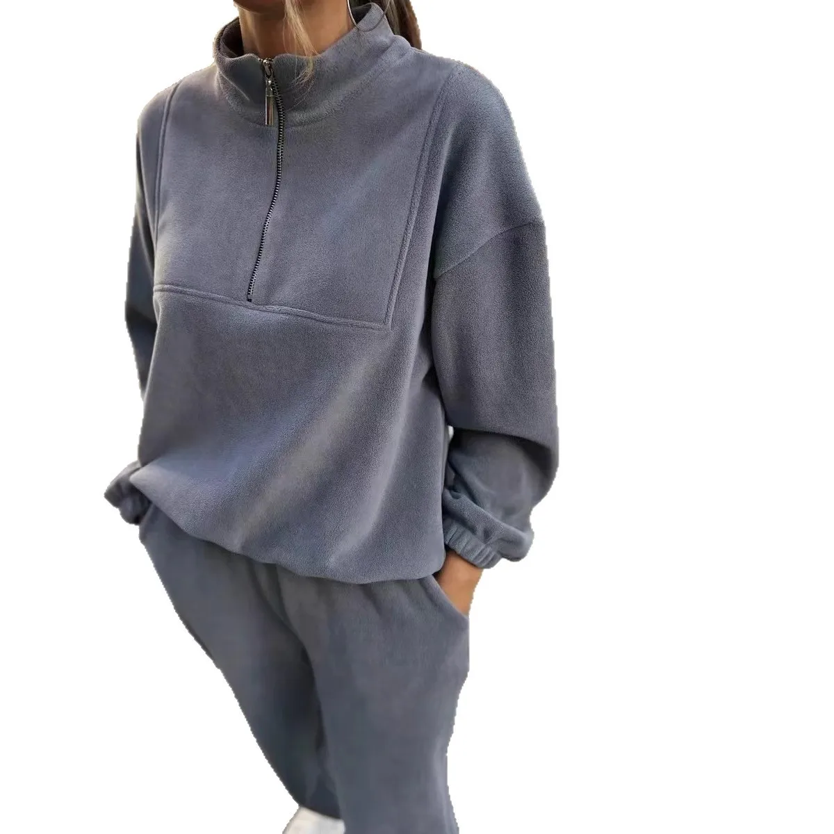 ชุดวอร์มลำลองแบบมีซิปครึ่งตัว ชุดวอร์มแบบมีฮู้ด ชุดวอร์มกางเกงจ็อกเกอร์ทรงเข้ารูป ชุดวอร์มผู้หญิง ชุดลำลองสำหรับออกกำลังกาย