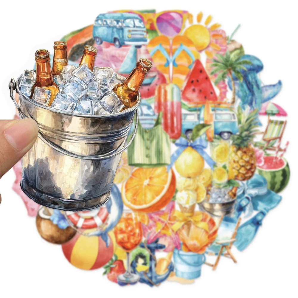 10/30/50 قطعة شفافة لطيف الصيف شاطئ الحياة ملصقات الإبداعية الكرتون الشارات DIY بها بنفسك دفتر الهاتف المحمول الجمالية الحيوانات الأليفة ملصق #4