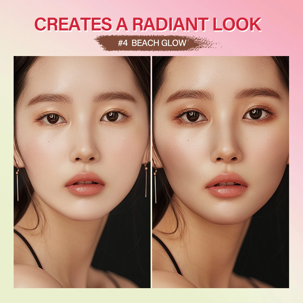 Melocotón coreano pixiMakeup contorno cuerpo brillo resaltador para cara sombreado palo rubor bronceador cosméticos colorete en polvo rojo