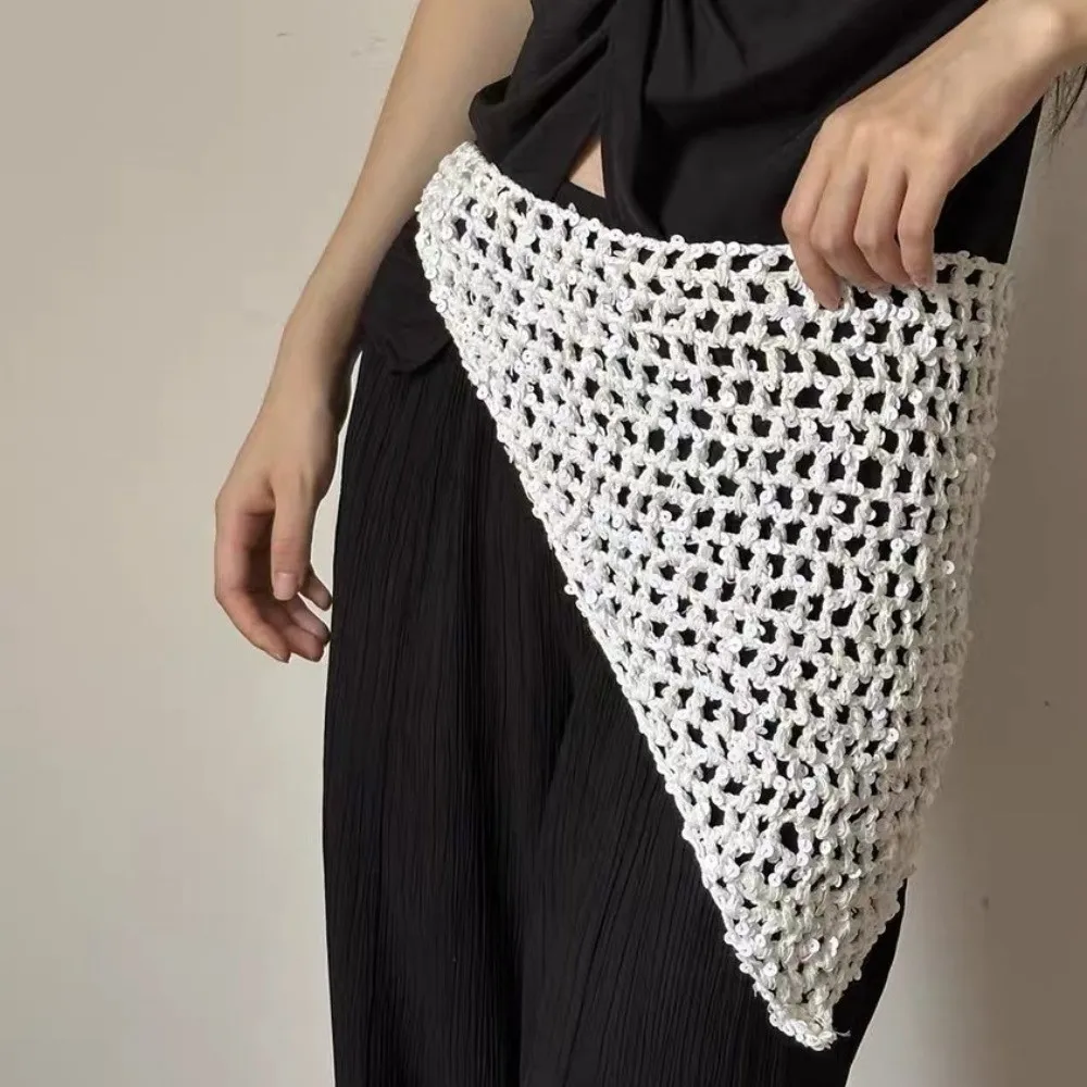 Sweet Sequined Triangular Scarf Multi-functional Bohemian Tassel Knitted Triangle Scarf Cloak Cape Fart Curtain Summer