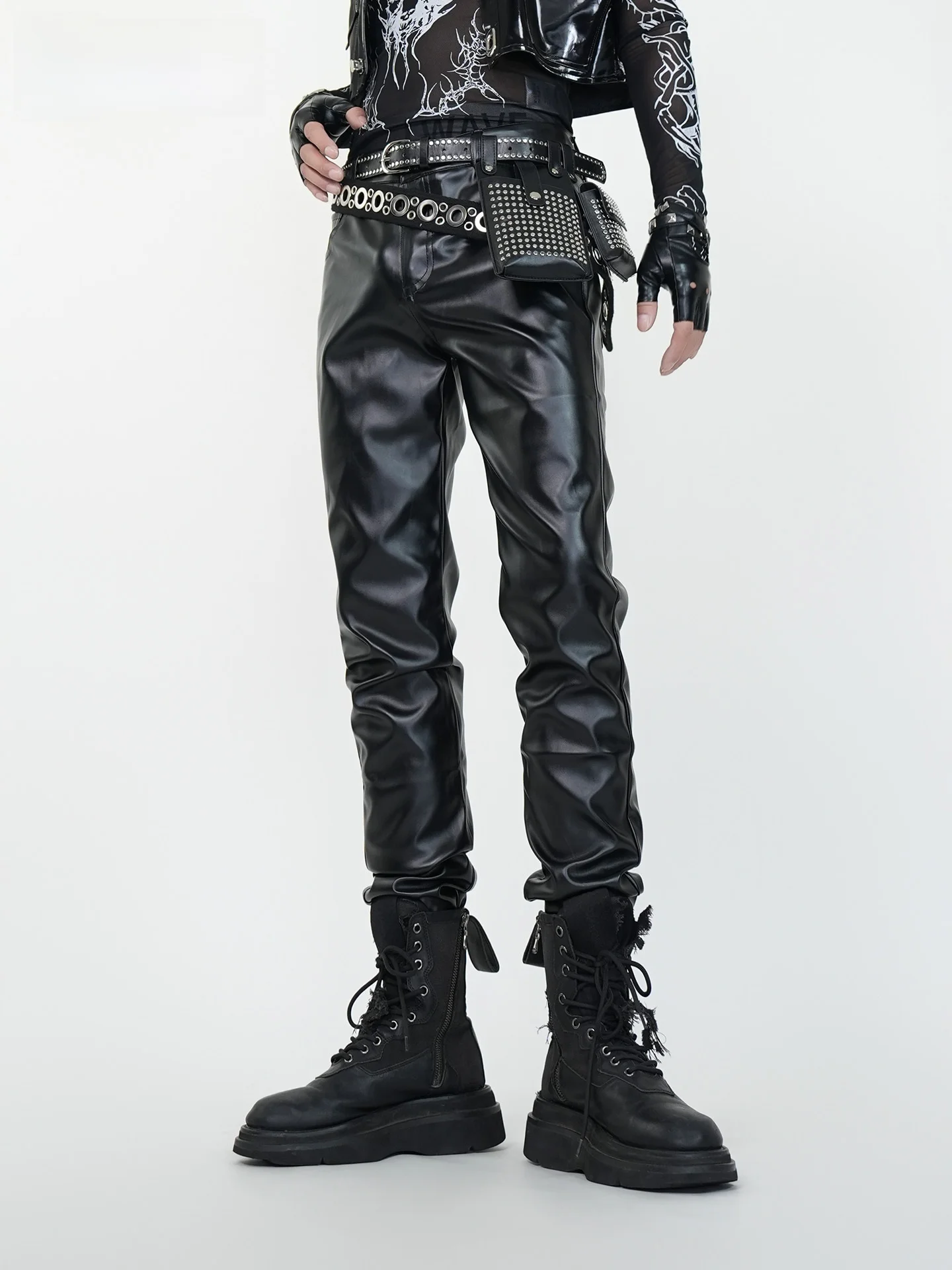 

Мотоциклетные брюки VE2 Advanced K Pioneer из искусственной кожи, эластичные, облегающие, мужские, в стиле рокабилли, длинные, молодежные, повседневные