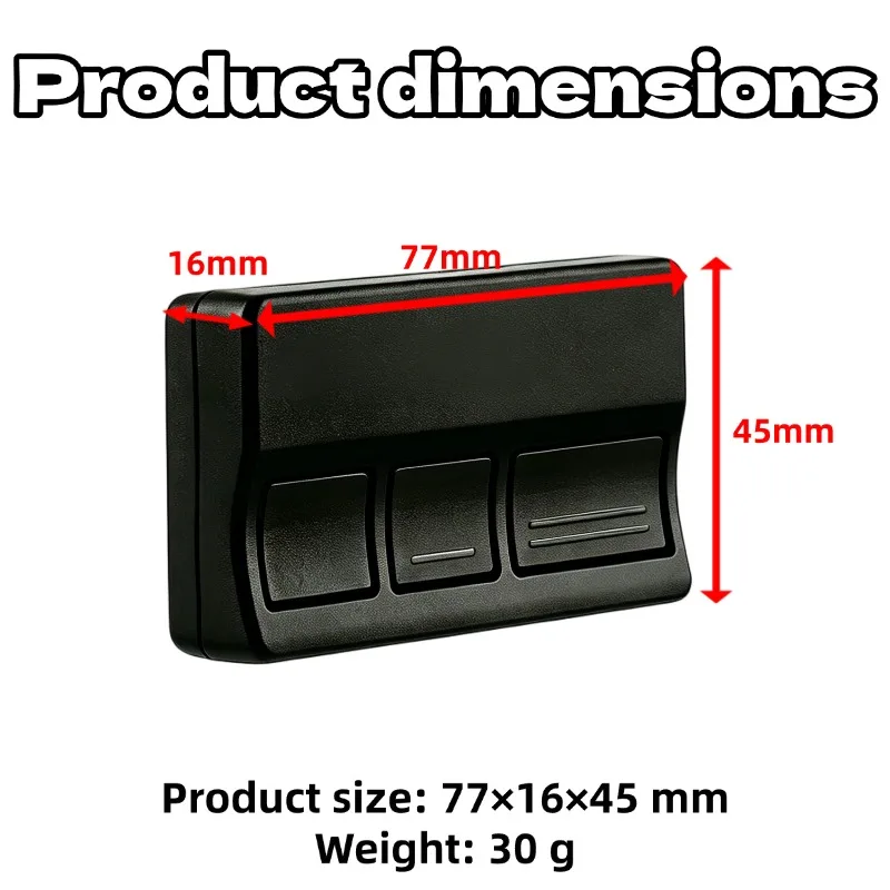 Universal 315MHz RF Remote Control for LiftMaster 373LM Garage Door Opener Key Fob with Metal Clip Compatible with LiftMaster