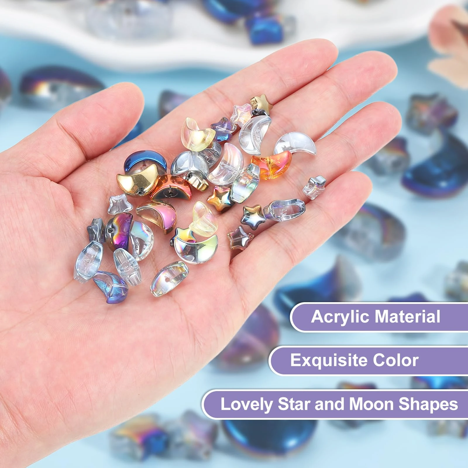 60Pcs Crystal Star Moon Pendants Mixed Glass Loose Beads Crafts for DIY Jewelry Making Handmade Earring Necklace Accessories image 5