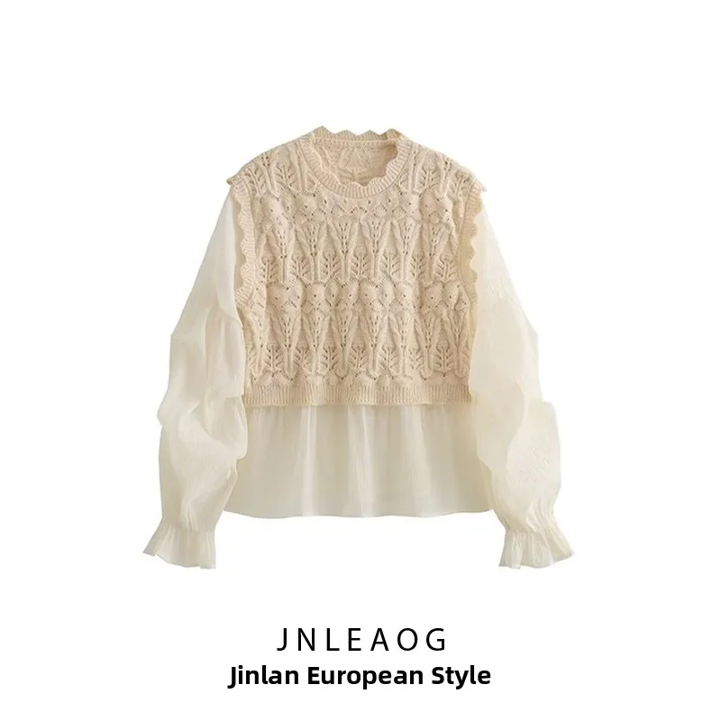 سترة نسائية جديدة من JNLEAOG لموسم الربيع بتصميم عصري وأنيق، فضفاضة ومصنوعة من ألياف البوليستر بأكمام طويلة وياقة مستديرة