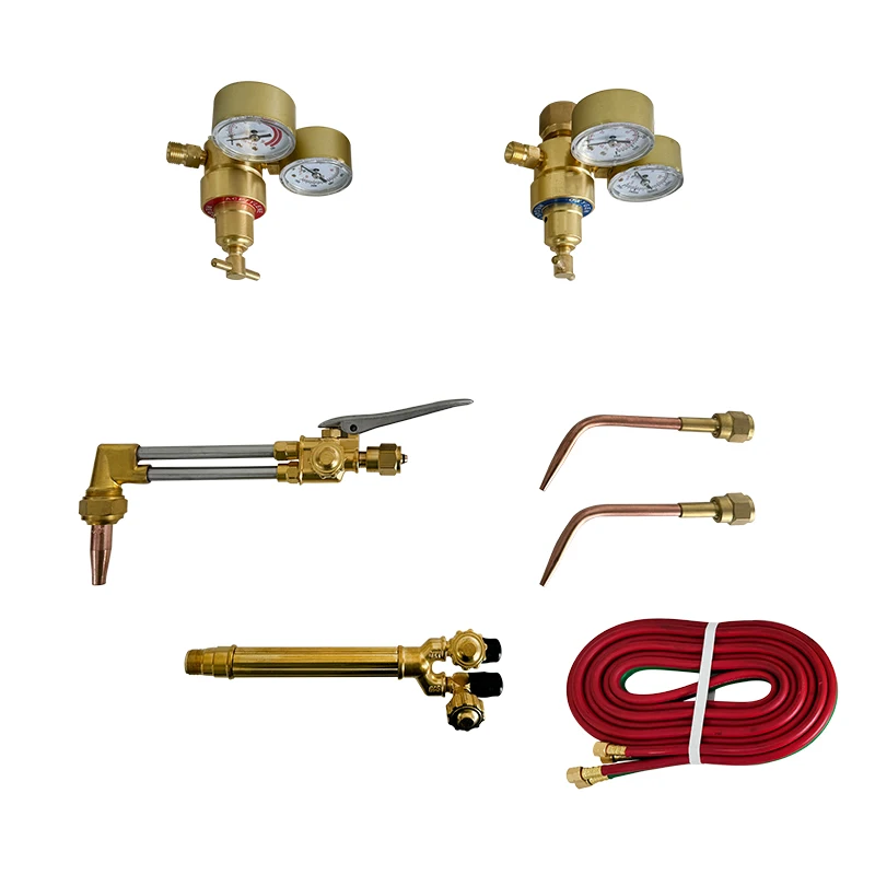 Oxyacetylene Torch Kit, Professional Portable Welding Brazing Cutting Torch Kit with Gauge and Oxygen Acetylene Tank (red)
