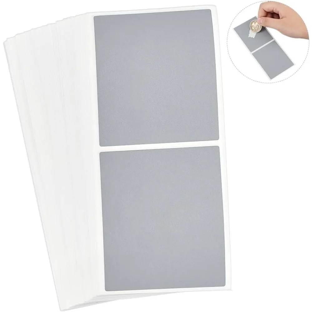 Paper Coated Scratch Off Film Password Sticker DIY Scraping Award Card Rectangle Gray 140x60x0.1mm 100Pcs/Set