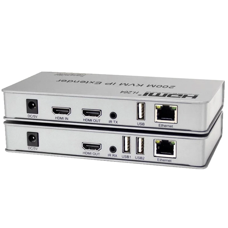 H.264 HDMI IP KVM Extender over rj45 Cat5e/6 Cable 200M HDMI USB Ethernet Extender Support 1 TX to Many RX for Mouse Keyboard