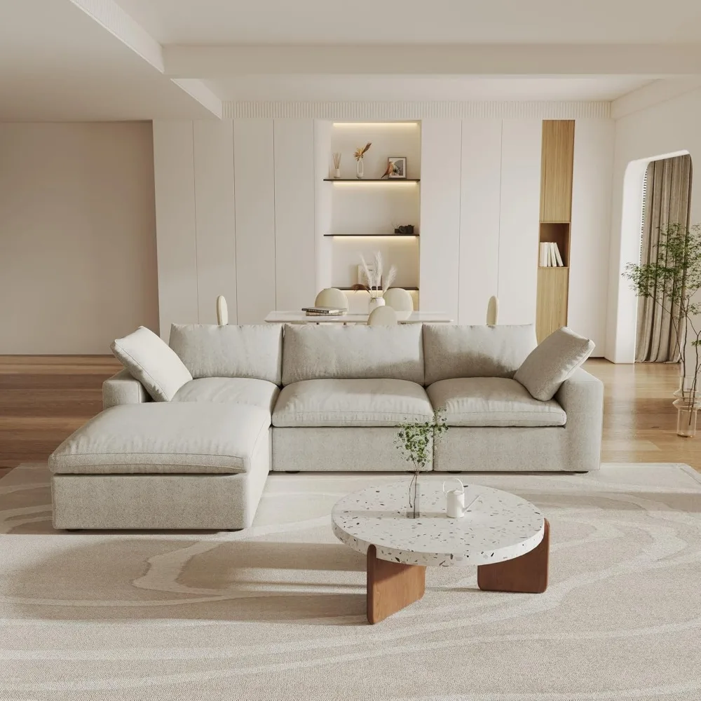 

Cloud Modular Sectional Sofa with Storage Ottoman,120.45 L Shaped Couch for Living Room,Down Filled Convertible Couch Deep Seat