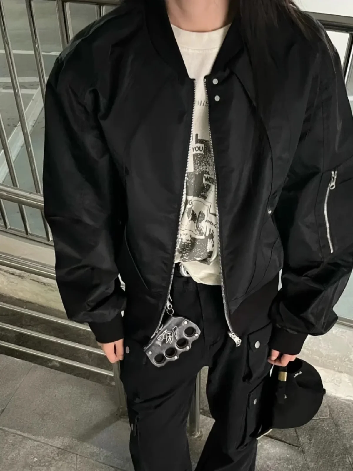 جاكيت بيسبول رجالي فضفاض وعصري متعدد الاستخدامات للشباب، مناسب للخريف والشتاء والربيع، بأكمام طويلة وياقة بيسبول