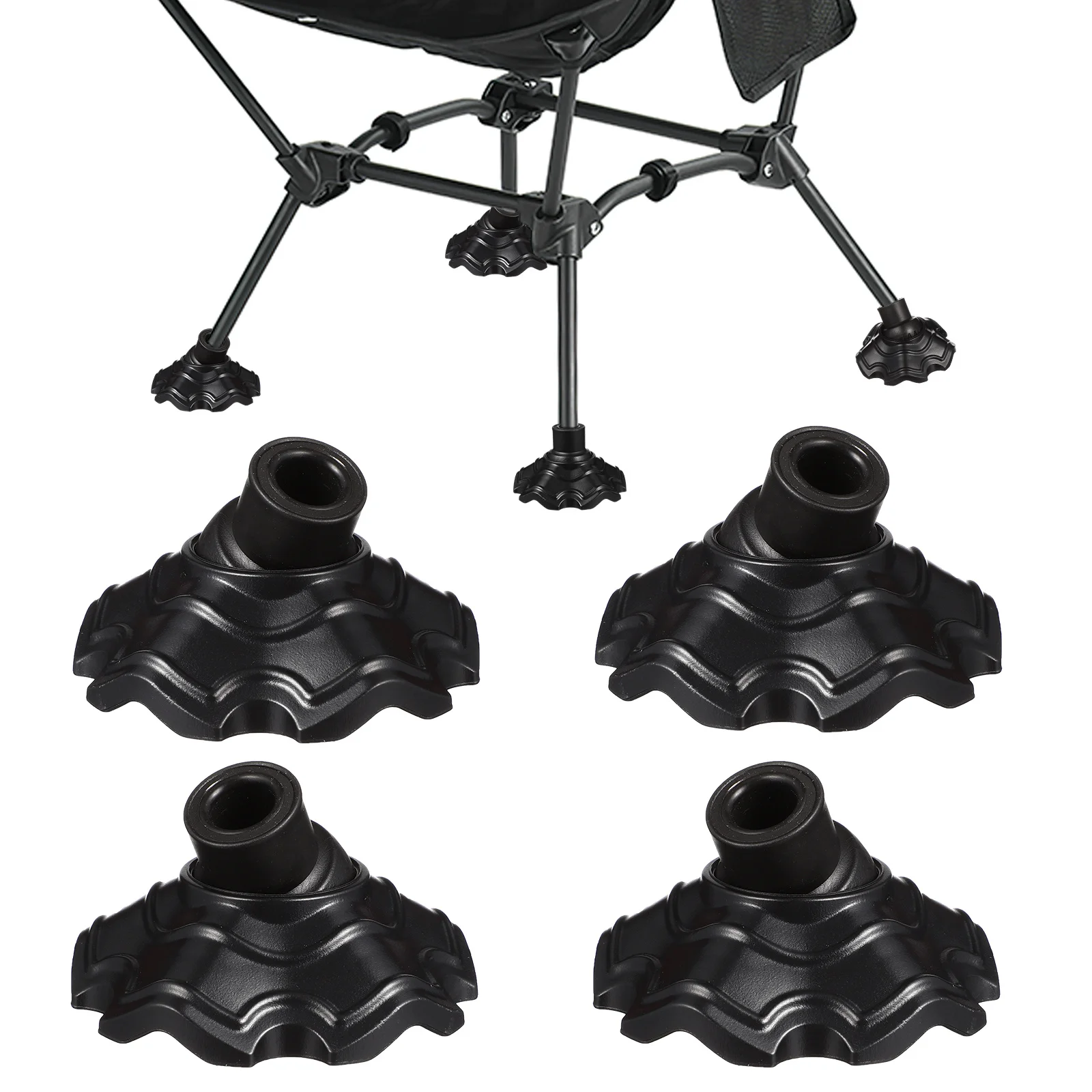 4 قطعة كرسي تخييم الساق حماة الضفدع زعنفة قبعات سميكة دائم البلاستيك عدم الانزلاق الطابق يغطي للتخييم في الهواء الطلق نزهة