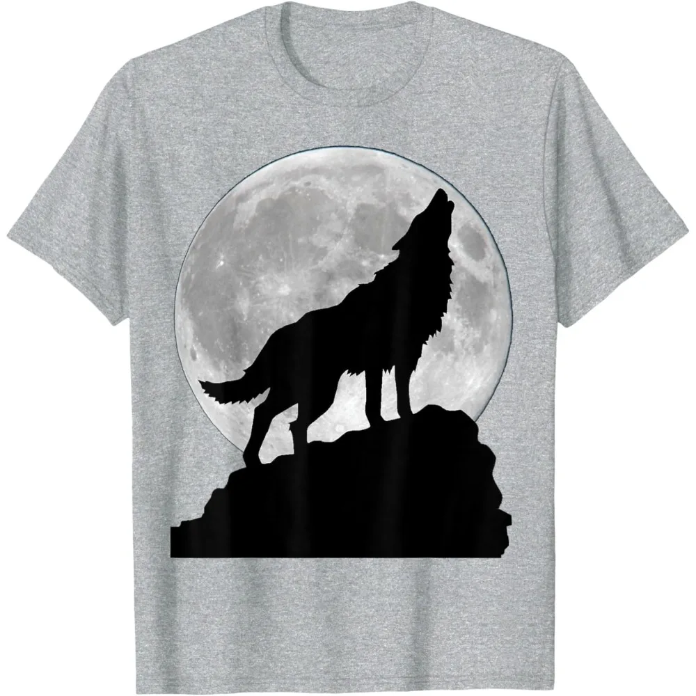 2025 ضوء القمر عواء الذئب صورة ظلية تي شيرت الأسرة القطن المحملة التخييم مهرجان في الهواء الطلق الصيف الجرافيك تي شيرت الرجال الملابس