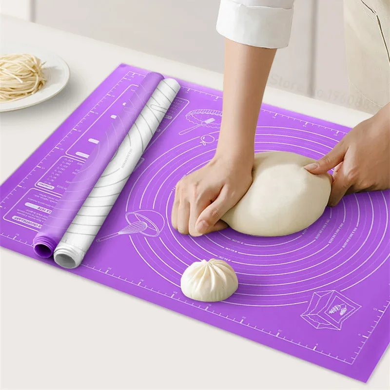 Silicone Baking Pad Kneading Dough Mat for Kitchen Rolling Dough Pizza Large Dough NonStick Maker Holder Pastry Sheet with Scale